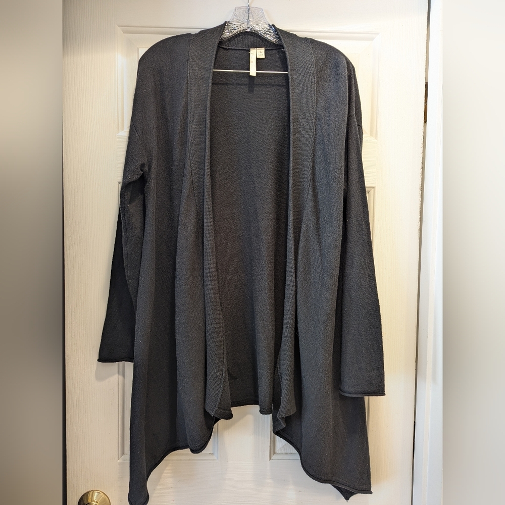 J. JILL Cardigan Pure Jill Black Open Cotton Cashmere Blend Sweater Sz M Petite